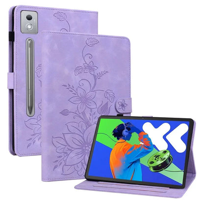 For Lenovo Tab P12 Pro 12.7 2025 / Xiaoxin Pad Pro 12.7 (2025) Case Lily Flower Imprint Card Slots Leather Tablet Cover