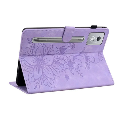 For Lenovo Tab P12 Pro 12.7 2025 / Xiaoxin Pad Pro 12.7 (2025) Case Lily Flower Imprint Card Slots Leather Tablet Cover