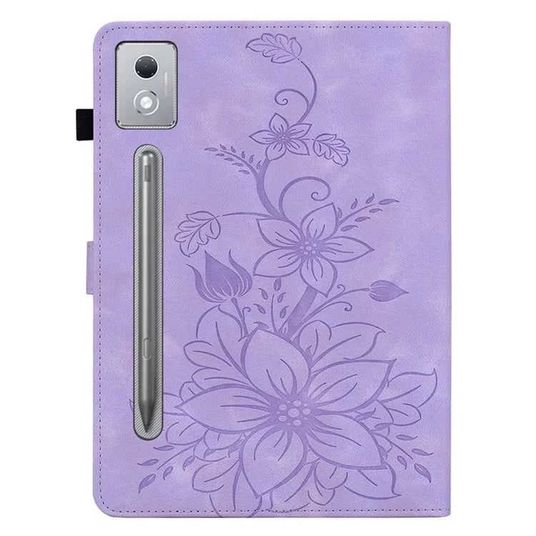 For Lenovo Tab P12 Pro 12.7 2025 / Xiaoxin Pad Pro 12.7 (2025) Case Lily Flower Imprint Card Slots Leather Tablet Cover