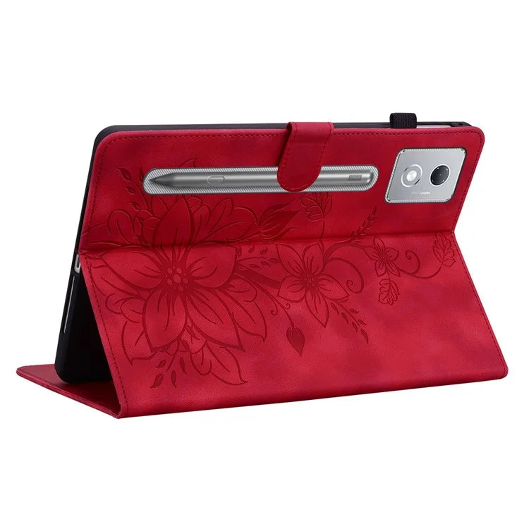 For Lenovo Tab P12 Pro 12.7 2025 / Xiaoxin Pad Pro 12.7 (2025) Case Lily Flower Imprint Card Slots Leather Tablet Cover