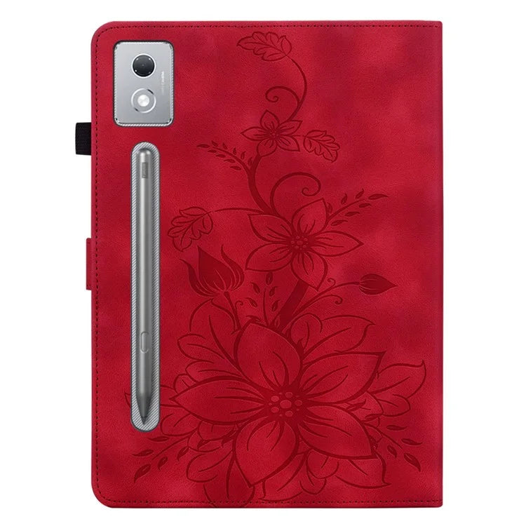 For Lenovo Tab P12 Pro 12.7 2025 / Xiaoxin Pad Pro 12.7 (2025) Case Lily Flower Imprint Card Slots Leather Tablet Cover