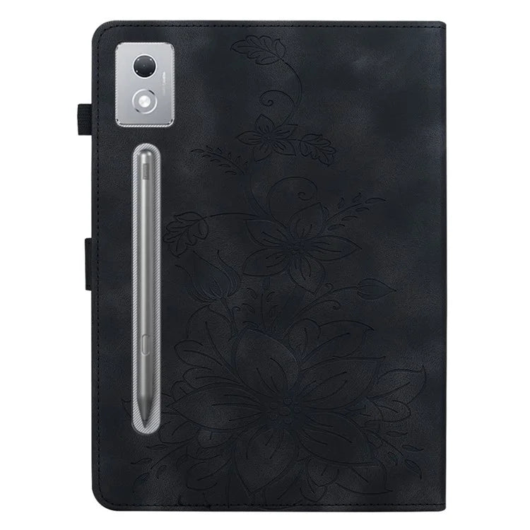 For Lenovo Tab P12 Pro 12.7 2025 / Xiaoxin Pad Pro 12.7 (2025) Case Lily Flower Imprint Card Slots Leather Tablet Cover