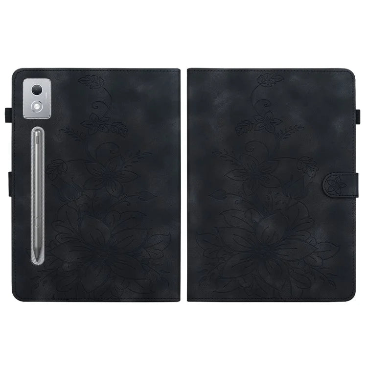 For Lenovo Tab P12 Pro 12.7 2025 / Xiaoxin Pad Pro 12.7 (2025) Case Lily Flower Imprint Card Slots Leather Tablet Cover