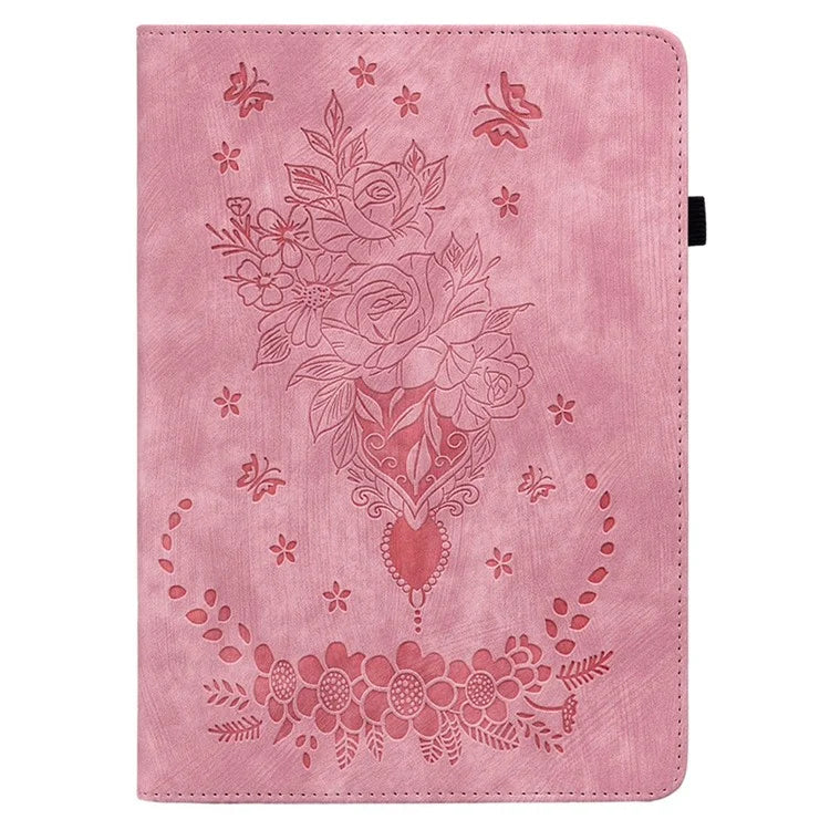 For Lenovo Tab P12 Pro 12.7 2025 / Xiaoxin Pad Pro 12.7 (2025) Case Card Holder Anti-Scratch Leather Cover Rose Flower Imprint