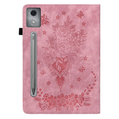 For Lenovo Tab P12 Pro 12.7 2025 / Xiaoxin Pad Pro 12.7 (2025) Case Card Holder Anti-Scratch Leather Cover Rose Flower Imprint