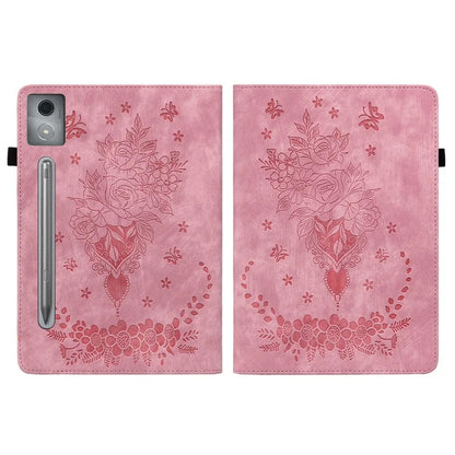 For Lenovo Tab P12 Pro 12.7 2025 / Xiaoxin Pad Pro 12.7 (2025) Case Card Holder Anti-Scratch Leather Cover Rose Flower Imprint