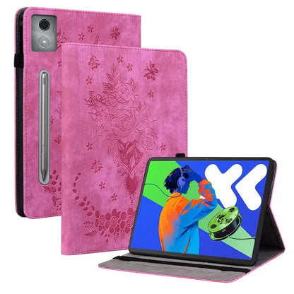 For Lenovo Tab P12 Pro 12.7 2025 / Xiaoxin Pad Pro 12.7 (2025) Case Card Holder Anti-Scratch Leather Cover Rose Flower Imprint