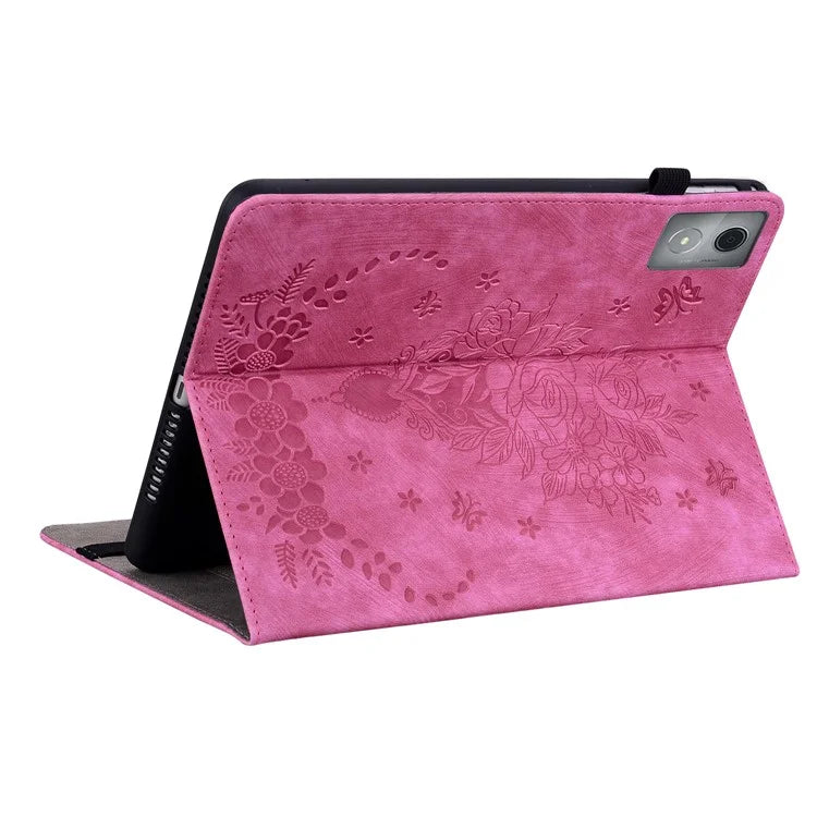 For Lenovo Tab P12 Pro 12.7 2025 / Xiaoxin Pad Pro 12.7 (2025) Case Card Holder Anti-Scratch Leather Cover Rose Flower Imprint