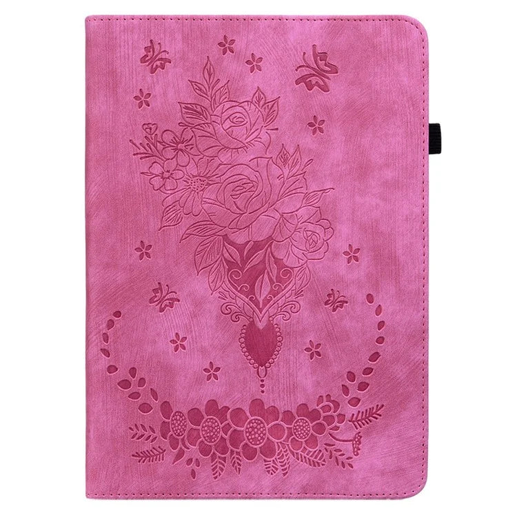 For Lenovo Tab P12 Pro 12.7 2025 / Xiaoxin Pad Pro 12.7 (2025) Case Card Holder Anti-Scratch Leather Cover Rose Flower Imprint