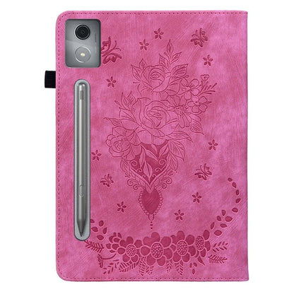 For Lenovo Tab P12 Pro 12.7 2025 / Xiaoxin Pad Pro 12.7 (2025) Case Card Holder Anti-Scratch Leather Cover Rose Flower Imprint
