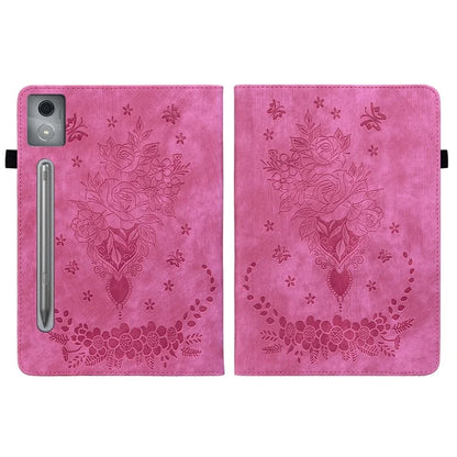For Lenovo Tab P12 Pro 12.7 2025 / Xiaoxin Pad Pro 12.7 (2025) Case Card Holder Anti-Scratch Leather Cover Rose Flower Imprint