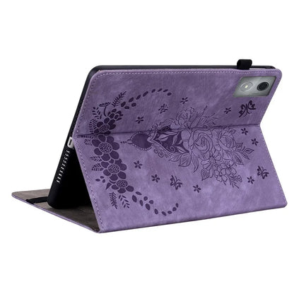 For Lenovo Tab P12 Pro 12.7 2025 / Xiaoxin Pad Pro 12.7 (2025) Case Card Holder Anti-Scratch Leather Cover Rose Flower Imprint