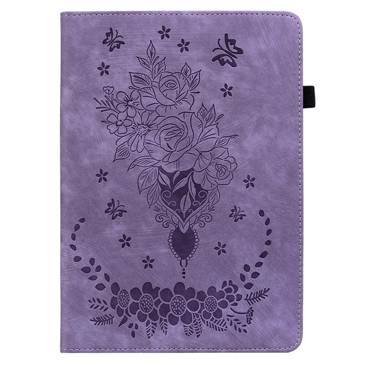 For Lenovo Tab P12 Pro 12.7 2025 / Xiaoxin Pad Pro 12.7 (2025) Case Card Holder Anti-Scratch Leather Cover Rose Flower Imprint