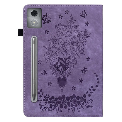 For Lenovo Tab P12 Pro 12.7 2025 / Xiaoxin Pad Pro 12.7 (2025) Case Card Holder Anti-Scratch Leather Cover Rose Flower Imprint