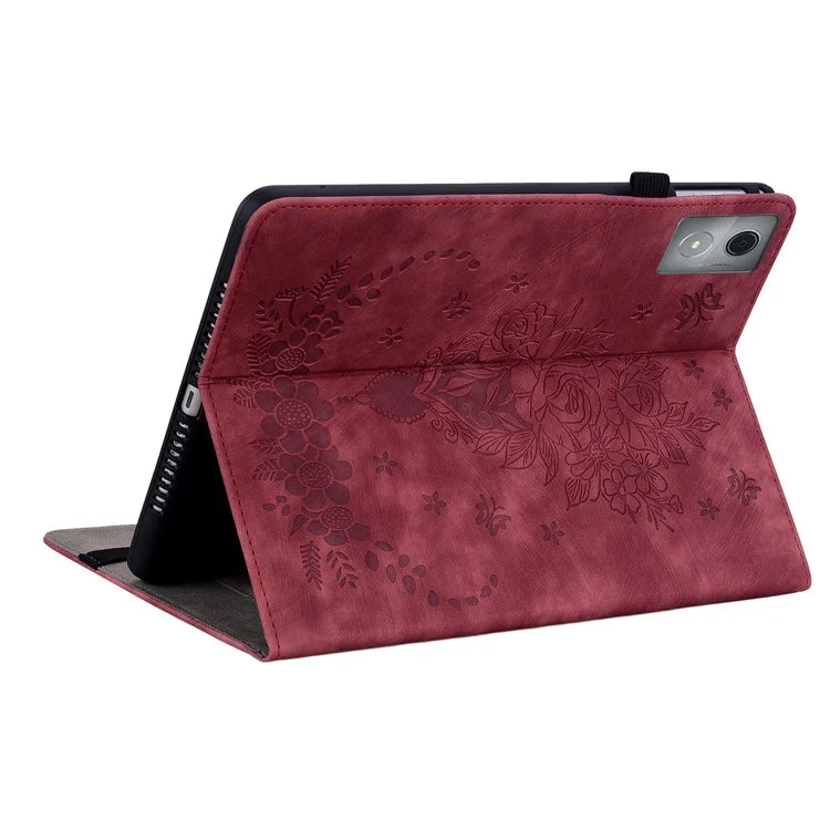 For Lenovo Tab P12 Pro 12.7 2025 / Xiaoxin Pad Pro 12.7 (2025) Case Card Holder Anti-Scratch Leather Cover Rose Flower Imprint