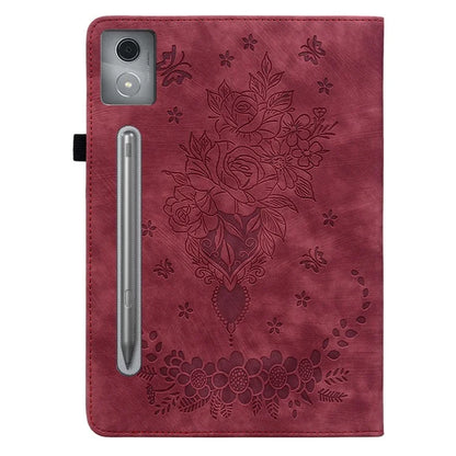 For Lenovo Tab P12 Pro 12.7 2025 / Xiaoxin Pad Pro 12.7 (2025) Case Card Holder Anti-Scratch Leather Cover Rose Flower Imprint