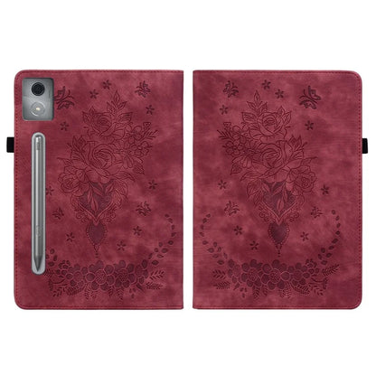 For Lenovo Tab P12 Pro 12.7 2025 / Xiaoxin Pad Pro 12.7 (2025) Case Card Holder Anti-Scratch Leather Cover Rose Flower Imprint