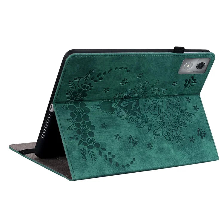 For Lenovo Tab P12 Pro 12.7 2025 / Xiaoxin Pad Pro 12.7 (2025) Case Card Holder Anti-Scratch Leather Cover Rose Flower Imprint