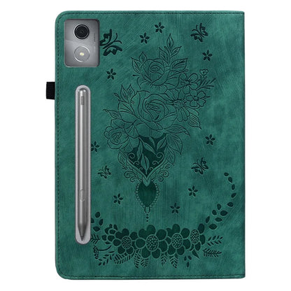 For Lenovo Tab P12 Pro 12.7 2025 / Xiaoxin Pad Pro 12.7 (2025) Case Card Holder Anti-Scratch Leather Cover Rose Flower Imprint