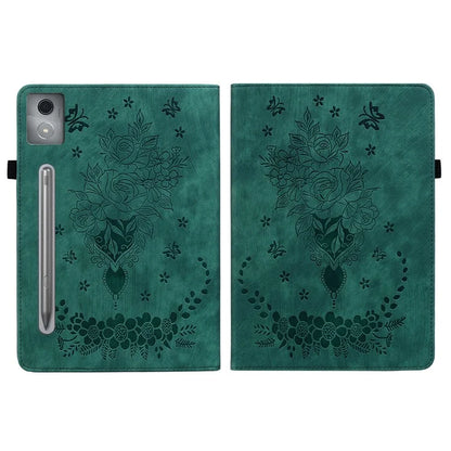 For Lenovo Tab P12 Pro 12.7 2025 / Xiaoxin Pad Pro 12.7 (2025) Case Card Holder Anti-Scratch Leather Cover Rose Flower Imprint