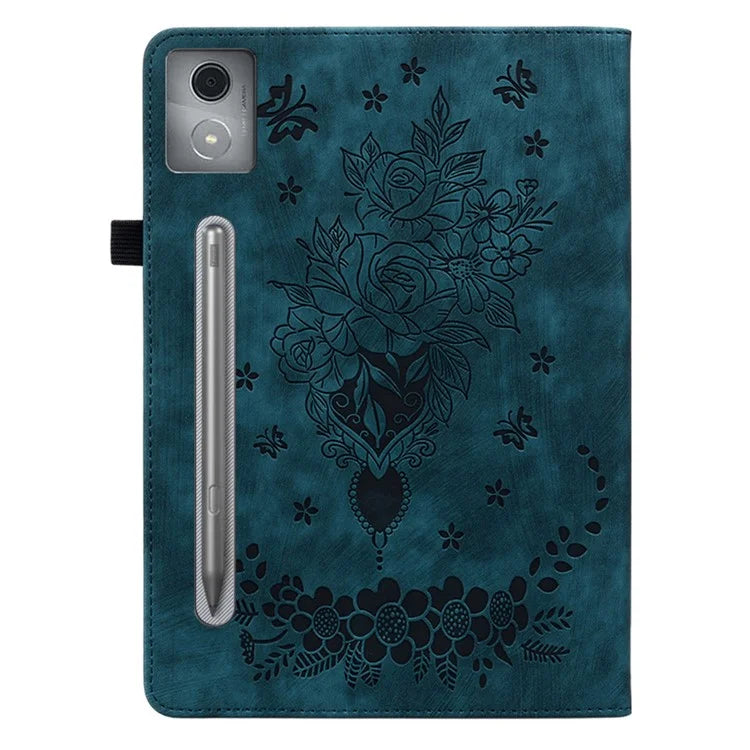 For Lenovo Tab P12 Pro 12.7 2025 / Xiaoxin Pad Pro 12.7 (2025) Case Card Holder Anti-Scratch Leather Cover Rose Flower Imprint