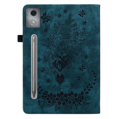 For Lenovo Tab P12 Pro 12.7 2025 / Xiaoxin Pad Pro 12.7 (2025) Case Card Holder Anti-Scratch Leather Cover Rose Flower Imprint