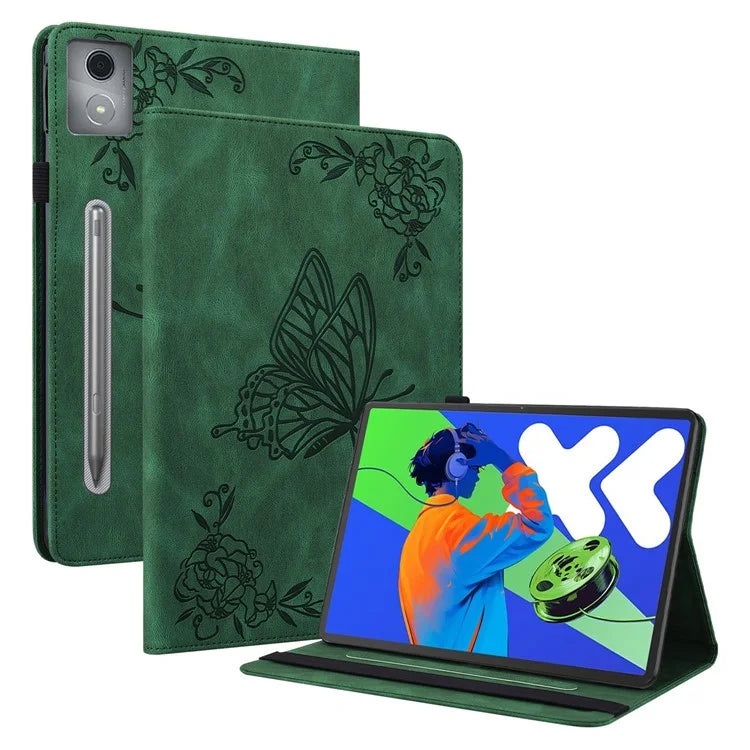 For Lenovo Tab P12 Pro 12.7 2025 / Xiaoxin Pad Pro 12.7 (2025) Case Butterfly Flower Imprint PU Leather Tablet Cover with Card Slots