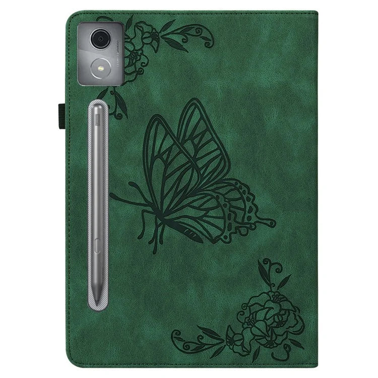 For Lenovo Tab P12 Pro 12.7 2025 / Xiaoxin Pad Pro 12.7 (2025) Case Butterfly Flower Imprint PU Leather Tablet Cover with Card Slots