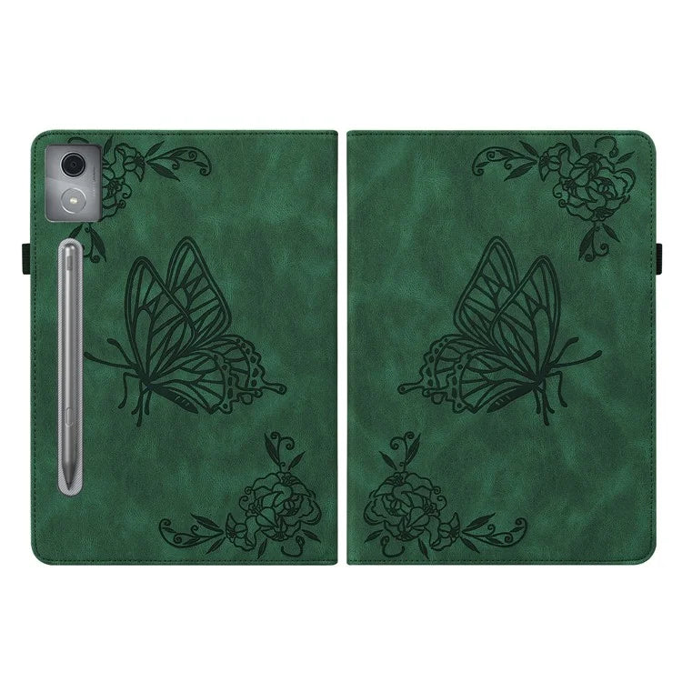 For Lenovo Tab P12 Pro 12.7 2025 / Xiaoxin Pad Pro 12.7 (2025) Case Butterfly Flower Imprint PU Leather Tablet Cover with Card Slots
