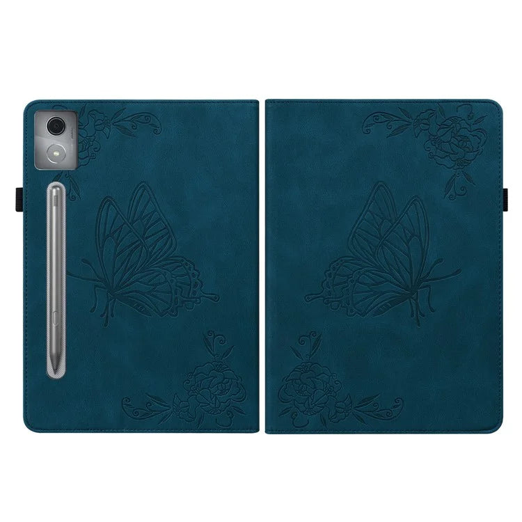 For Lenovo Tab P12 Pro 12.7 2025 / Xiaoxin Pad Pro 12.7 (2025) Case Butterfly Flower Imprint PU Leather Tablet Cover with Card Slots