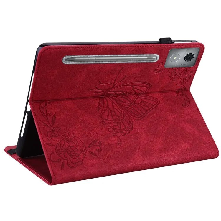 For Lenovo Tab P12 Pro 12.7 2025 / Xiaoxin Pad Pro 12.7 (2025) Case Butterfly Flower Imprint PU Leather Tablet Cover with Card Slots