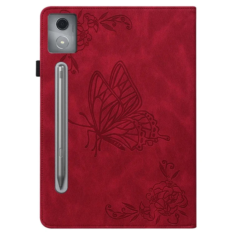 For Lenovo Tab P12 Pro 12.7 2025 / Xiaoxin Pad Pro 12.7 (2025) Case Butterfly Flower Imprint PU Leather Tablet Cover with Card Slots