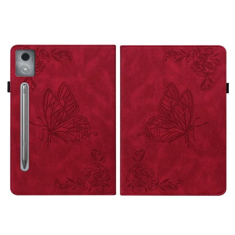 For Lenovo Tab P12 Pro 12.7 2025 / Xiaoxin Pad Pro 12.7 (2025) Case Butterfly Flower Imprint PU Leather Tablet Cover with Card Slots