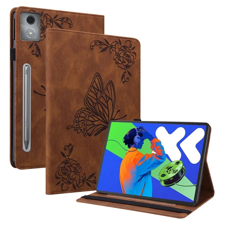 For Lenovo Tab P12 Pro 12.7 2025 / Xiaoxin Pad Pro 12.7 (2025) Case Butterfly Flower Imprint PU Leather Tablet Cover with Card Slots