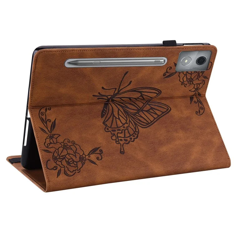 For Lenovo Tab P12 Pro 12.7 2025 / Xiaoxin Pad Pro 12.7 (2025) Case Butterfly Flower Imprint PU Leather Tablet Cover with Card Slots
