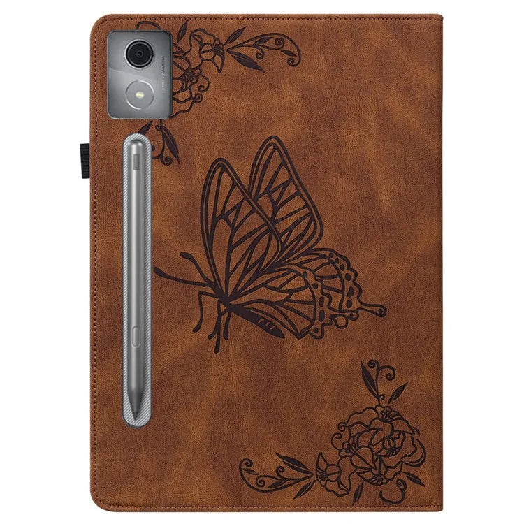 For Lenovo Tab P12 Pro 12.7 2025 / Xiaoxin Pad Pro 12.7 (2025) Case Butterfly Flower Imprint PU Leather Tablet Cover with Card Slots