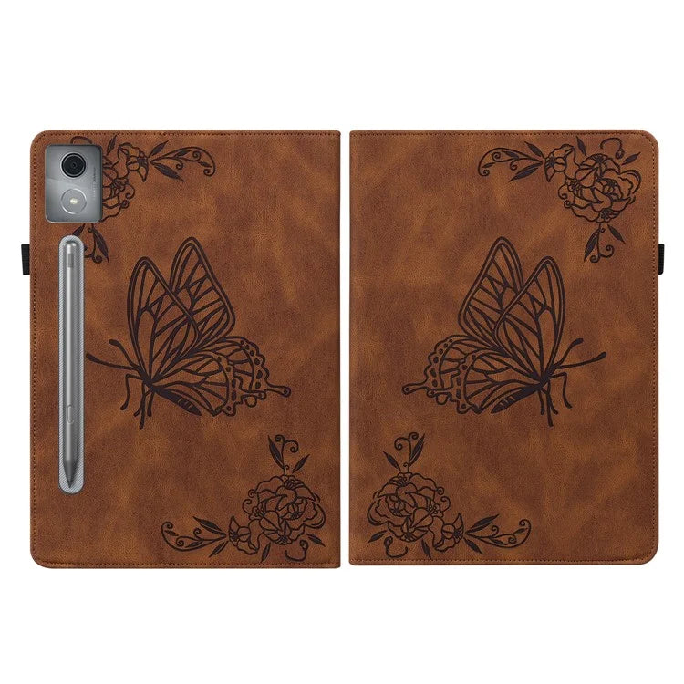 For Lenovo Tab P12 Pro 12.7 2025 / Xiaoxin Pad Pro 12.7 (2025) Case Butterfly Flower Imprint PU Leather Tablet Cover with Card Slots