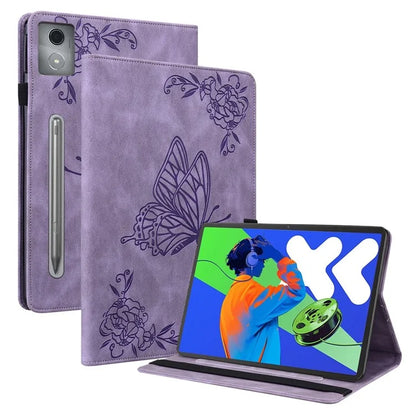 For Lenovo Tab P12 Pro 12.7 2025 / Xiaoxin Pad Pro 12.7 (2025) Case Butterfly Flower Imprint PU Leather Tablet Cover with Card Slots