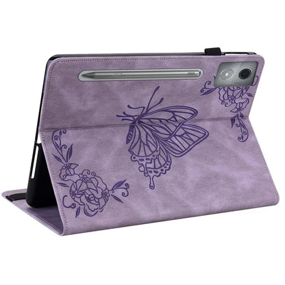 For Lenovo Tab P12 Pro 12.7 2025 / Xiaoxin Pad Pro 12.7 (2025) Case Butterfly Flower Imprint PU Leather Tablet Cover with Card Slots