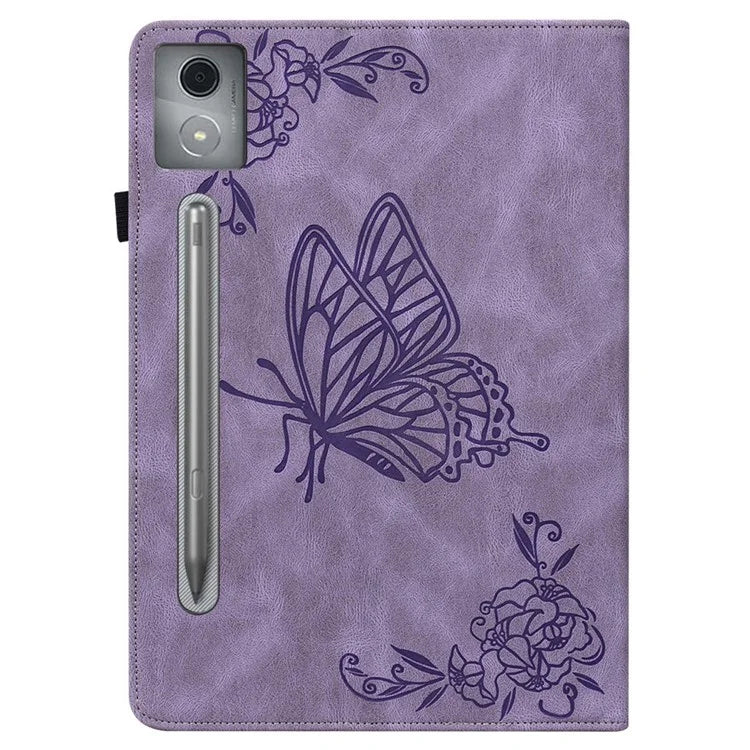 For Lenovo Tab P12 Pro 12.7 2025 / Xiaoxin Pad Pro 12.7 (2025) Case Butterfly Flower Imprint PU Leather Tablet Cover with Card Slots