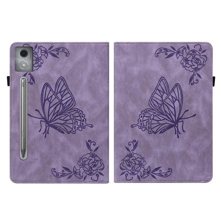 For Lenovo Tab P12 Pro 12.7 2025 / Xiaoxin Pad Pro 12.7 (2025) Case Butterfly Flower Imprint PU Leather Tablet Cover with Card Slots