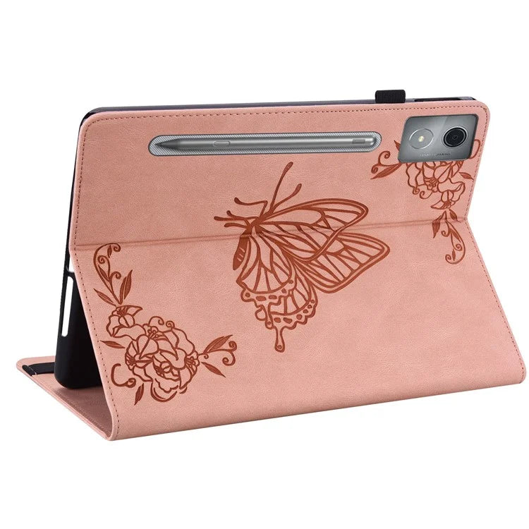 For Lenovo Tab P12 Pro 12.7 2025 / Xiaoxin Pad Pro 12.7 (2025) Case Butterfly Flower Imprint PU Leather Tablet Cover with Card Slots