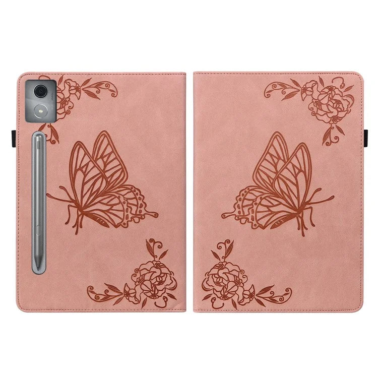 For Lenovo Tab P12 Pro 12.7 2025 / Xiaoxin Pad Pro 12.7 (2025) Case Butterfly Flower Imprint PU Leather Tablet Cover with Card Slots