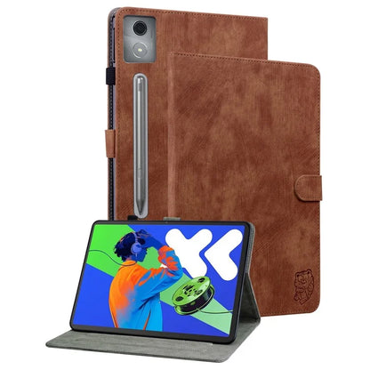 For Lenovo Tab P12 Pro 12.7 2025 / Xiaoxin Pad Pro 12.7 (2025) Cases Tiger Imprint Anti-Scratch PU Leather Tablet Cover