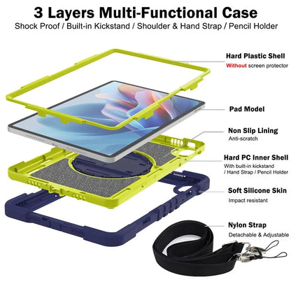 For Huawei MatePad SE 11 2024 Tablet Case Silicone+PC Shockproof Cover with Kickstand Shoulder Strap