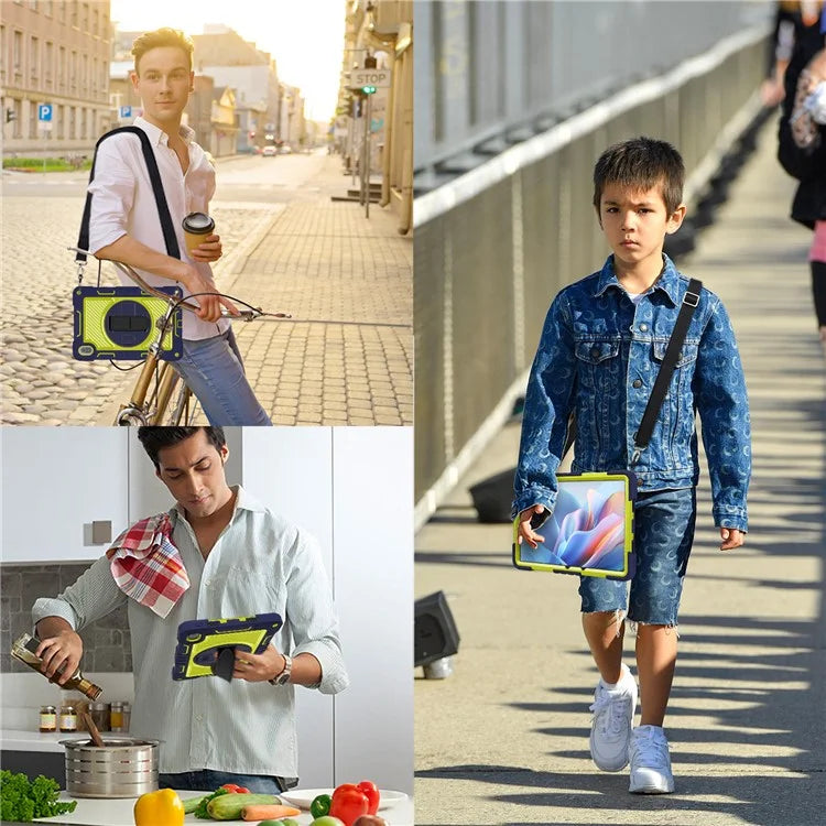For Huawei MatePad SE 11 2024 Tablet Case Silicone+PC Shockproof Cover with Kickstand Shoulder Strap