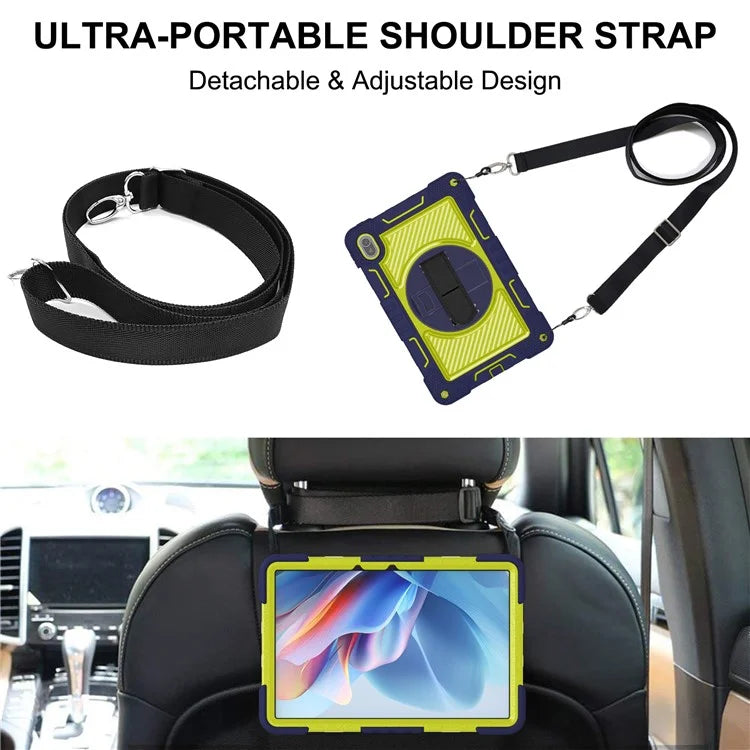 For Huawei MatePad SE 11 2024 Tablet Case Silicone+PC Shockproof Cover with Kickstand Shoulder Strap
