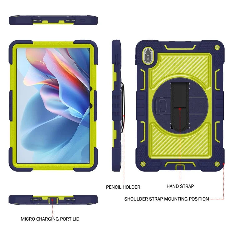 For Huawei MatePad SE 11 2024 Tablet Case Silicone+PC Shockproof Cover with Kickstand Shoulder Strap
