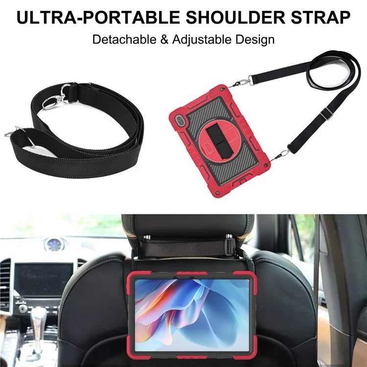 For Huawei MatePad SE 11 2024 Tablet Case Silicone+PC Shockproof Cover with Kickstand Shoulder Strap