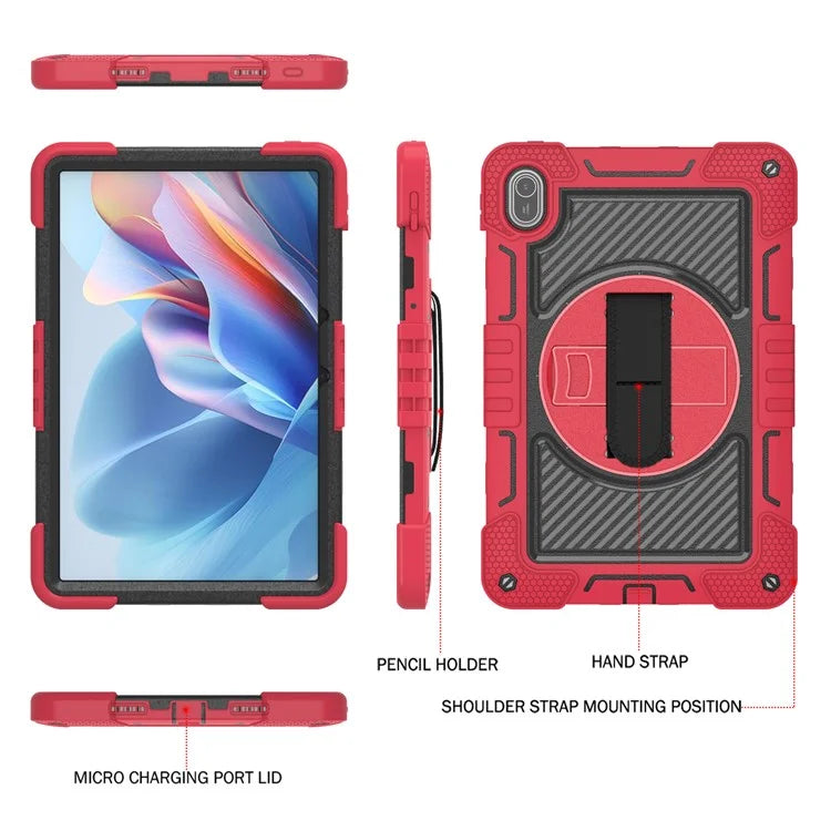 For Huawei MatePad SE 11 2024 Tablet Case Silicone+PC Shockproof Cover with Kickstand Shoulder Strap